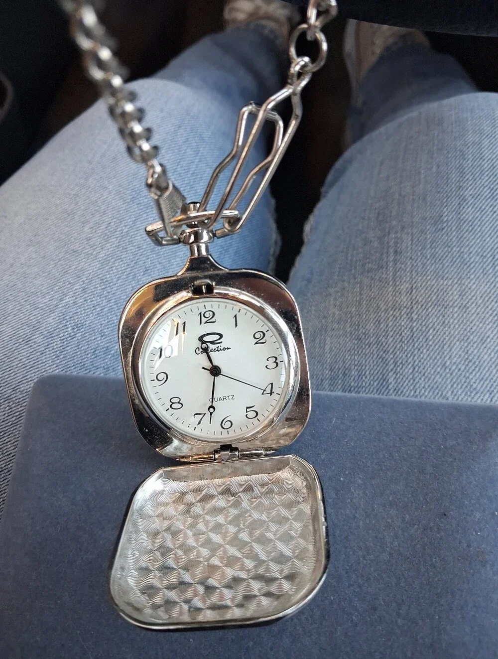 Q Collection - Silver and Gold Pocket Watch Pendant Keychain - Engraveable